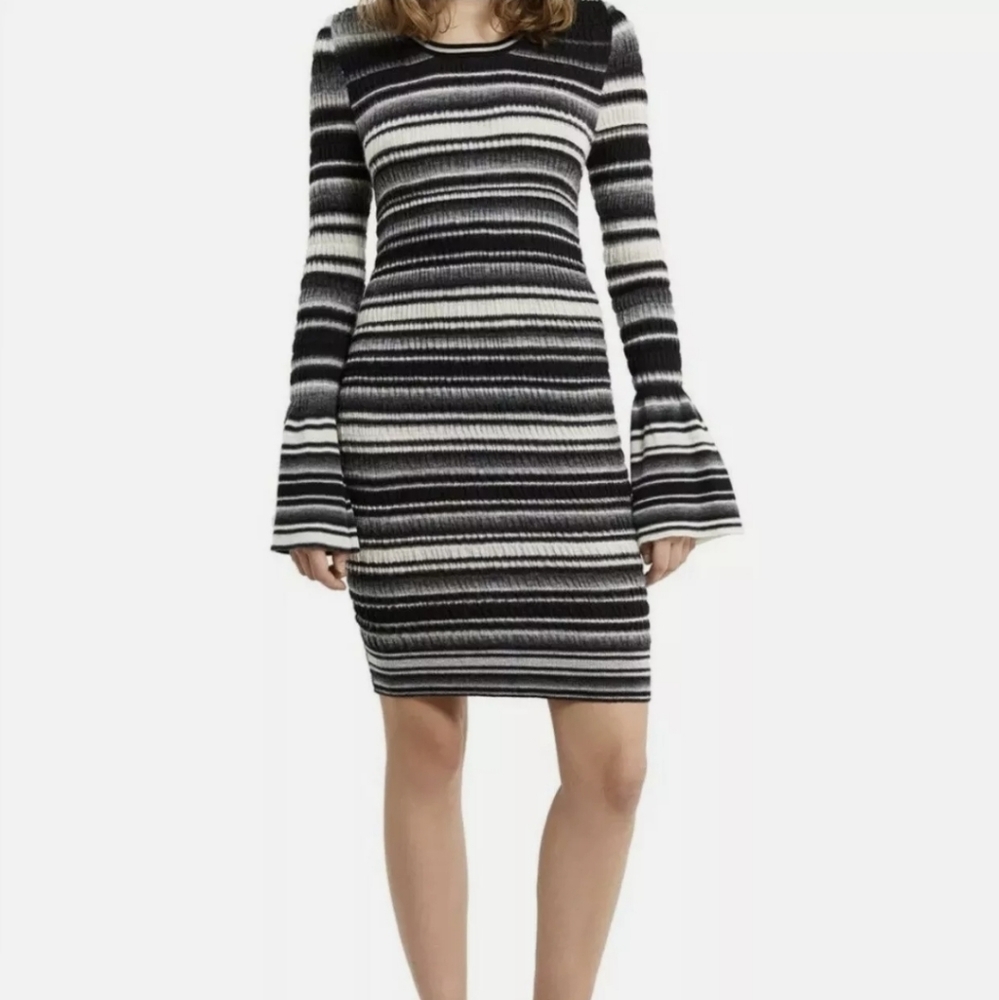 Opening Ceremony Sweater Dress Black Cream Stripe